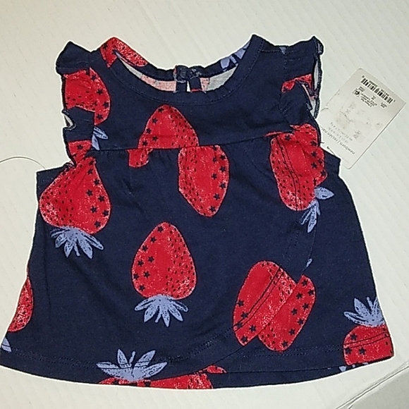 ☆NWT☆Sweet 🍓 Strawberry NB Carter's Girl 3 Piece Fireworks Short Set☆Adorable - Picture 11 of 11